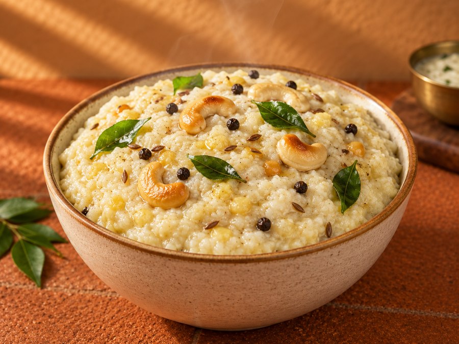 Ready-to-cook millet upma garnished with cashews and curry leaves
